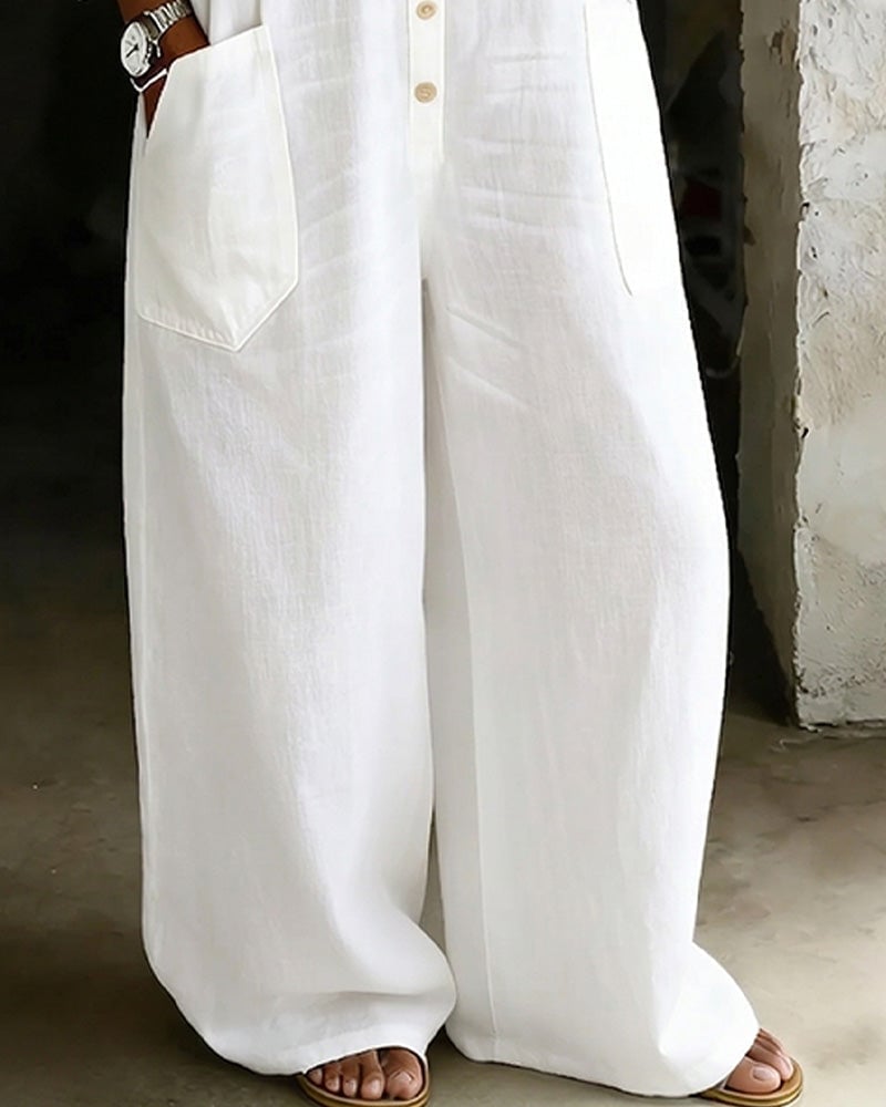 Mono Camisero Blanco de Algodón – Corte Amplio Fluido Elegante de Verano