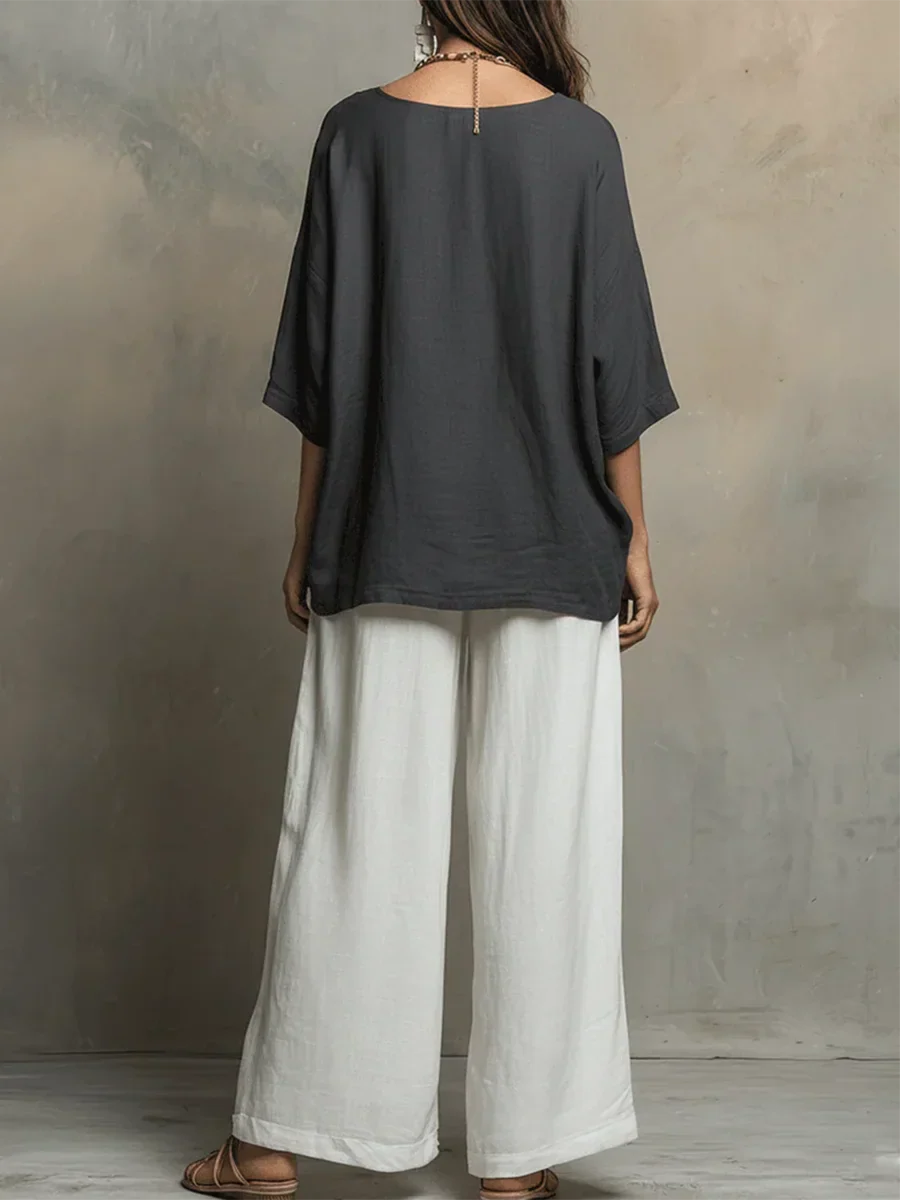 Conjunto mujer lino dos piezas – outfit suelto elegante verano