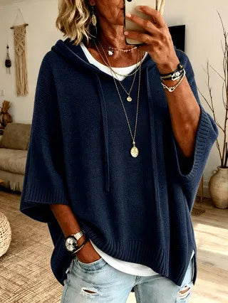 Sudadera oversize con capucha para mujer de punto suave casual