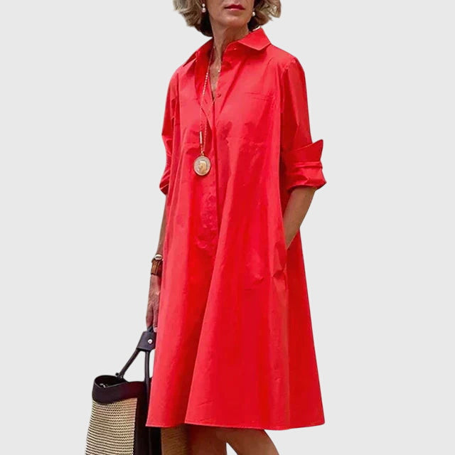 Vestido Mujer Camisero Con Bolsillos – Estilo Casual Elegante