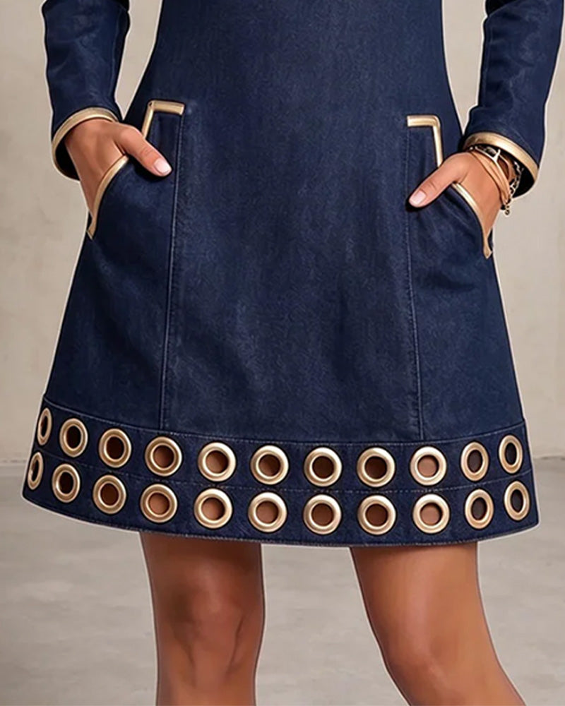 Vestido corto para mujer con cuello alto y media cremallera