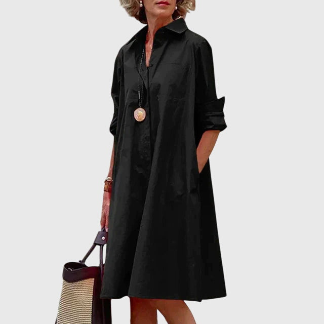 Vestido Mujer Camisero Con Bolsillos – Estilo Casual Elegante