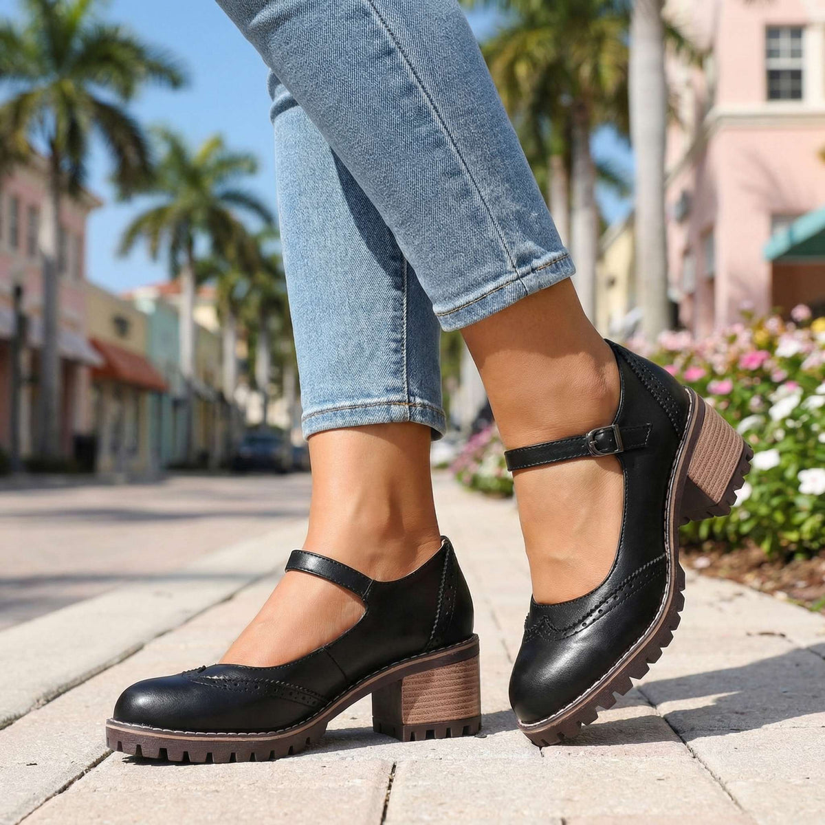 Zapatos Mary Jane mujer vintage con tira ajustable