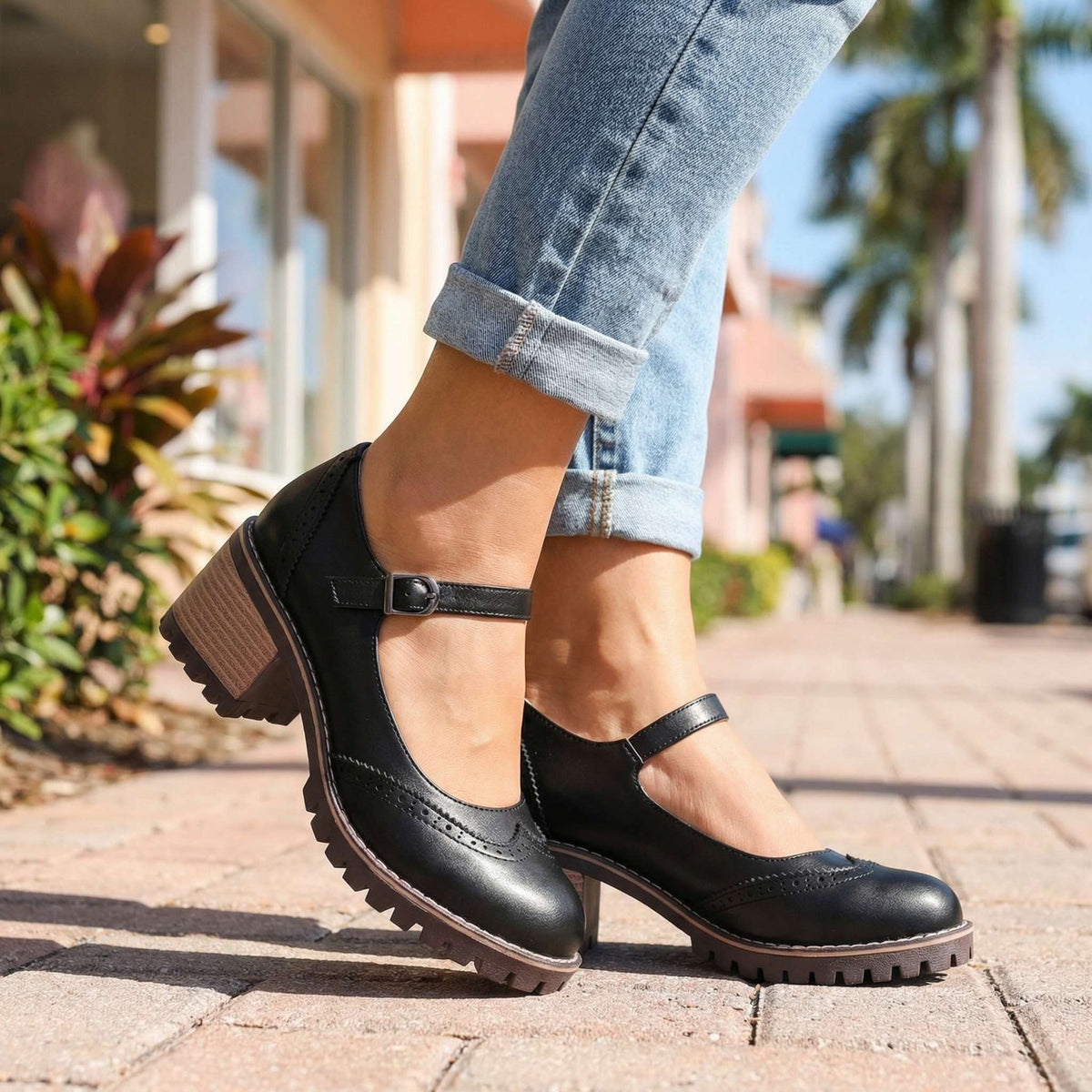 Zapatos Mary Jane mujer vintage con tira ajustable