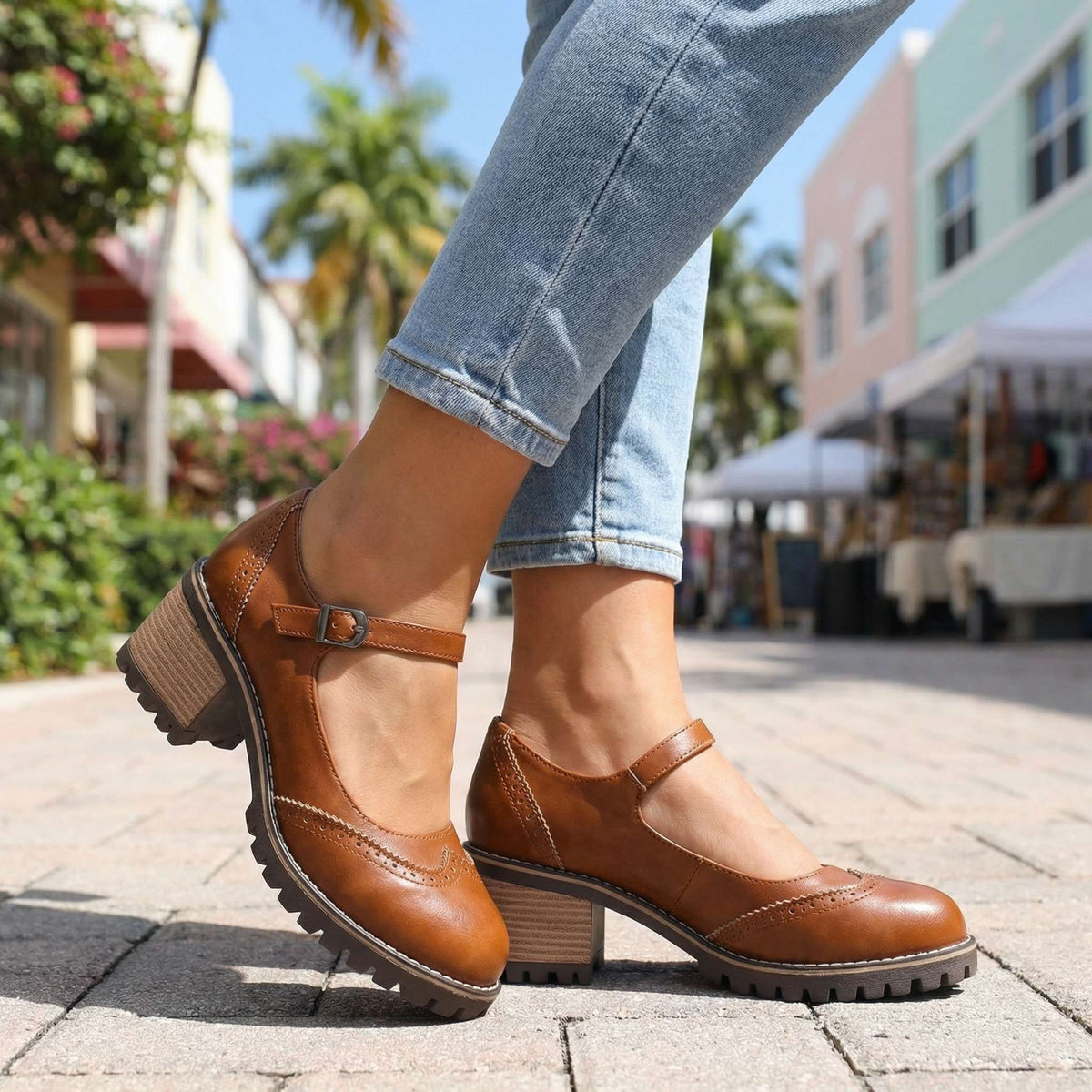 Zapatos Mary Jane mujer vintage con tira ajustable