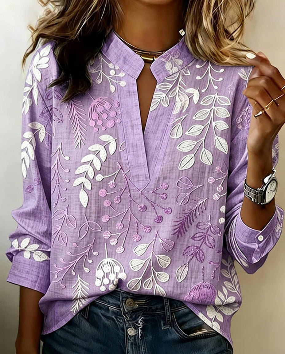 Blusa Floral de Algodón Mujer – Corte Regular Elegante para Verano