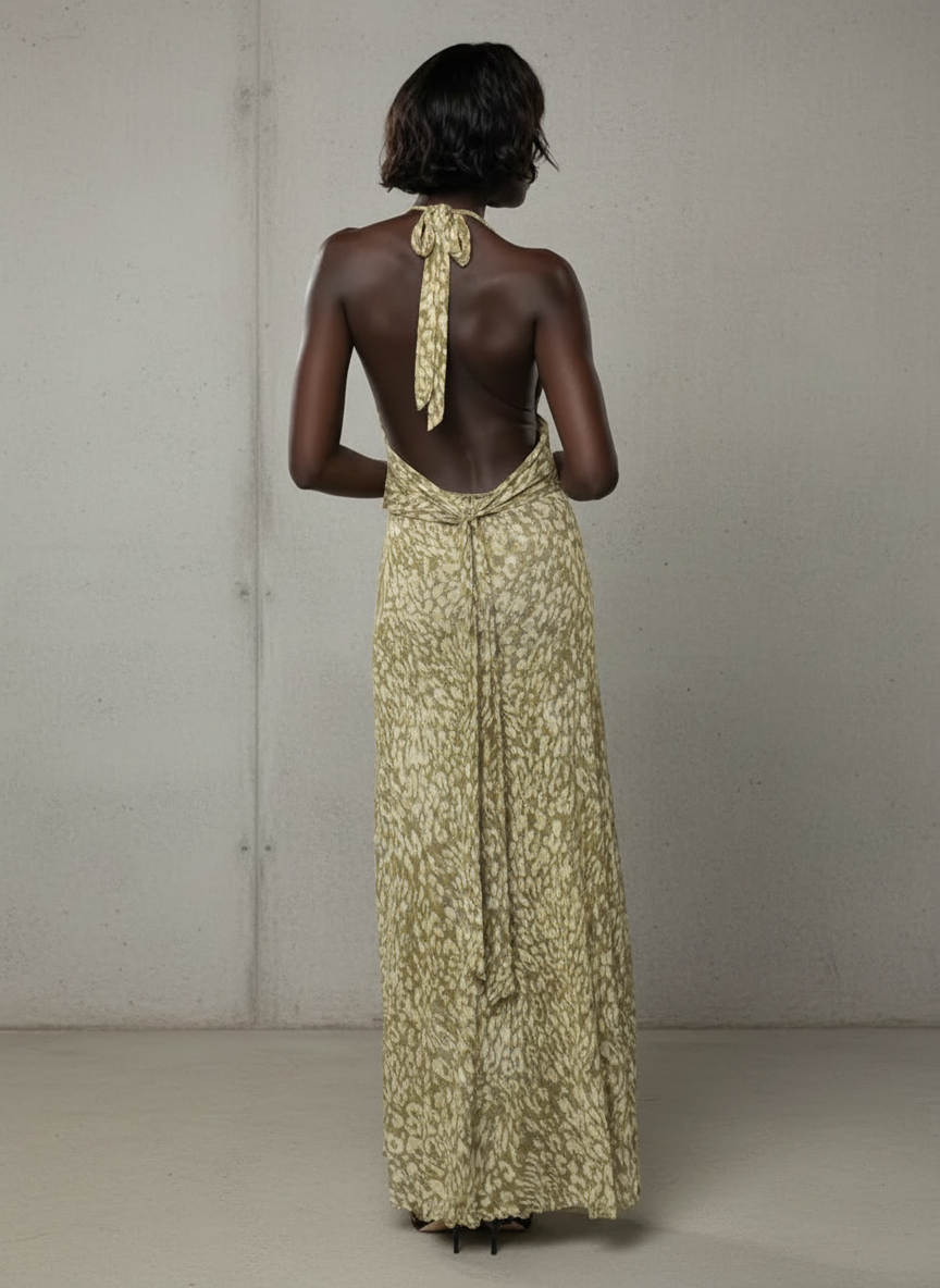 Vestido Maxi Mujer Con Espalda Abierta – Estilo Elegante y Fluido