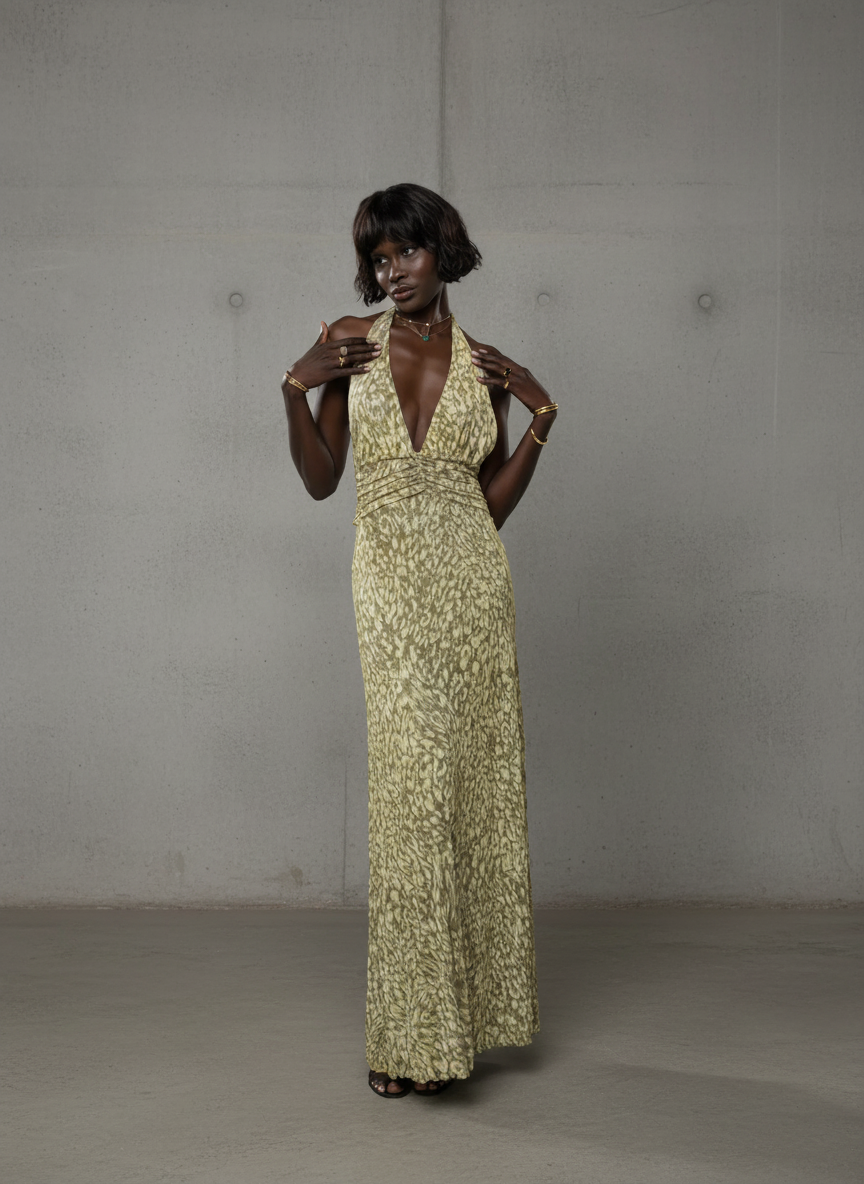 Vestido Maxi Mujer Con Espalda Abierta – Estilo Elegante y Fluido