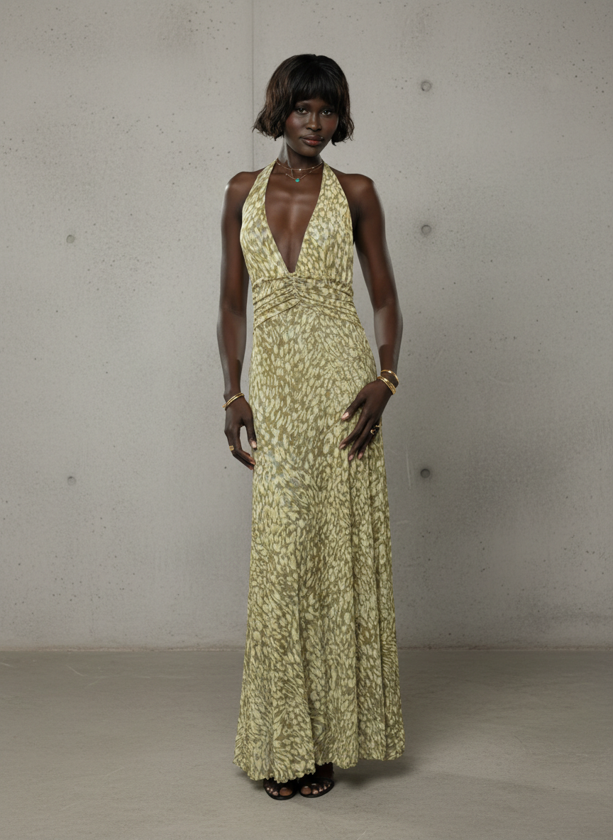 Vestido Maxi Mujer Con Espalda Abierta – Estilo Elegante y Fluido