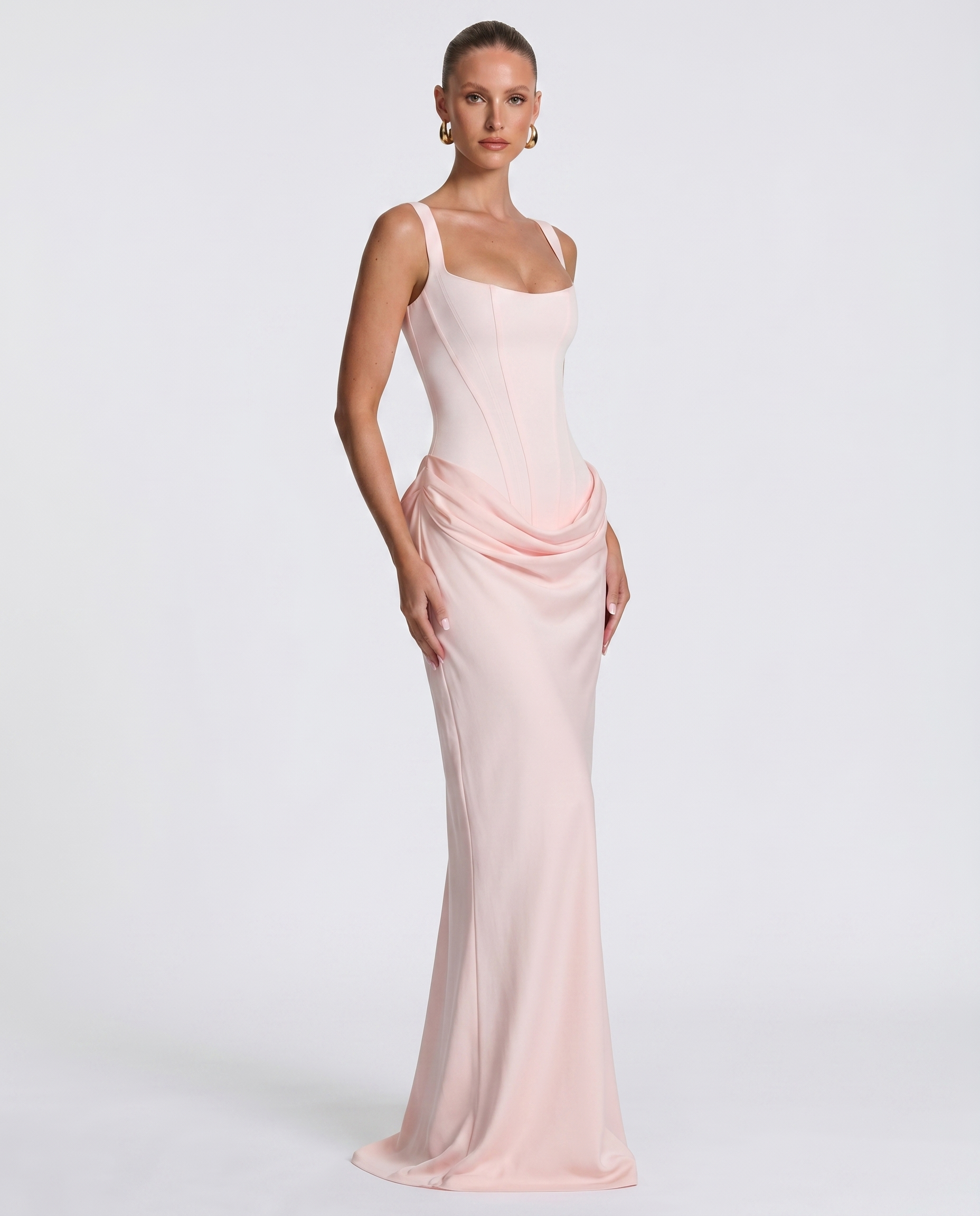 Vestido maxi mujer elegante con corsé y efecto reloj de arena