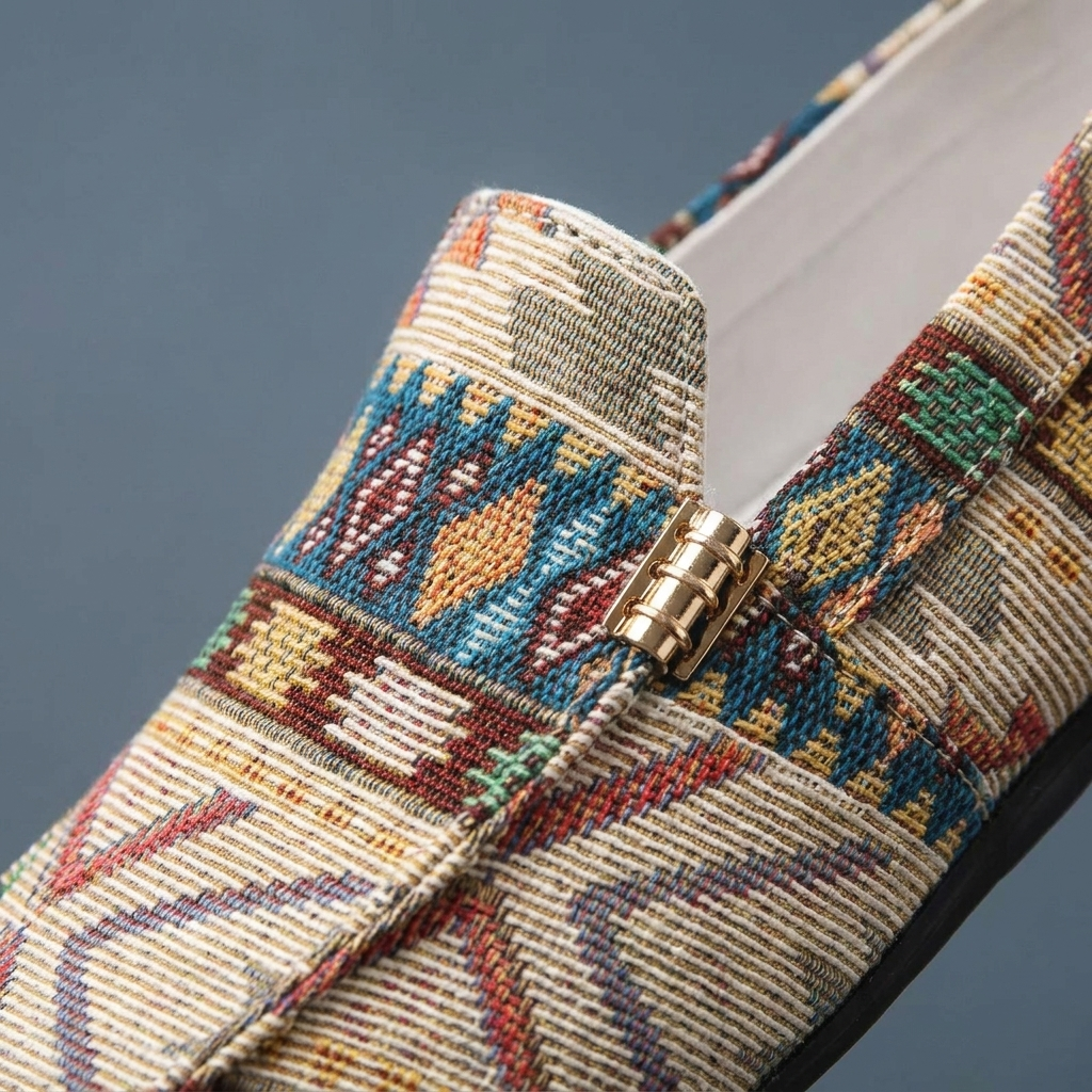 Mocasines hombre cómodos con estampado étnico y suela flexible