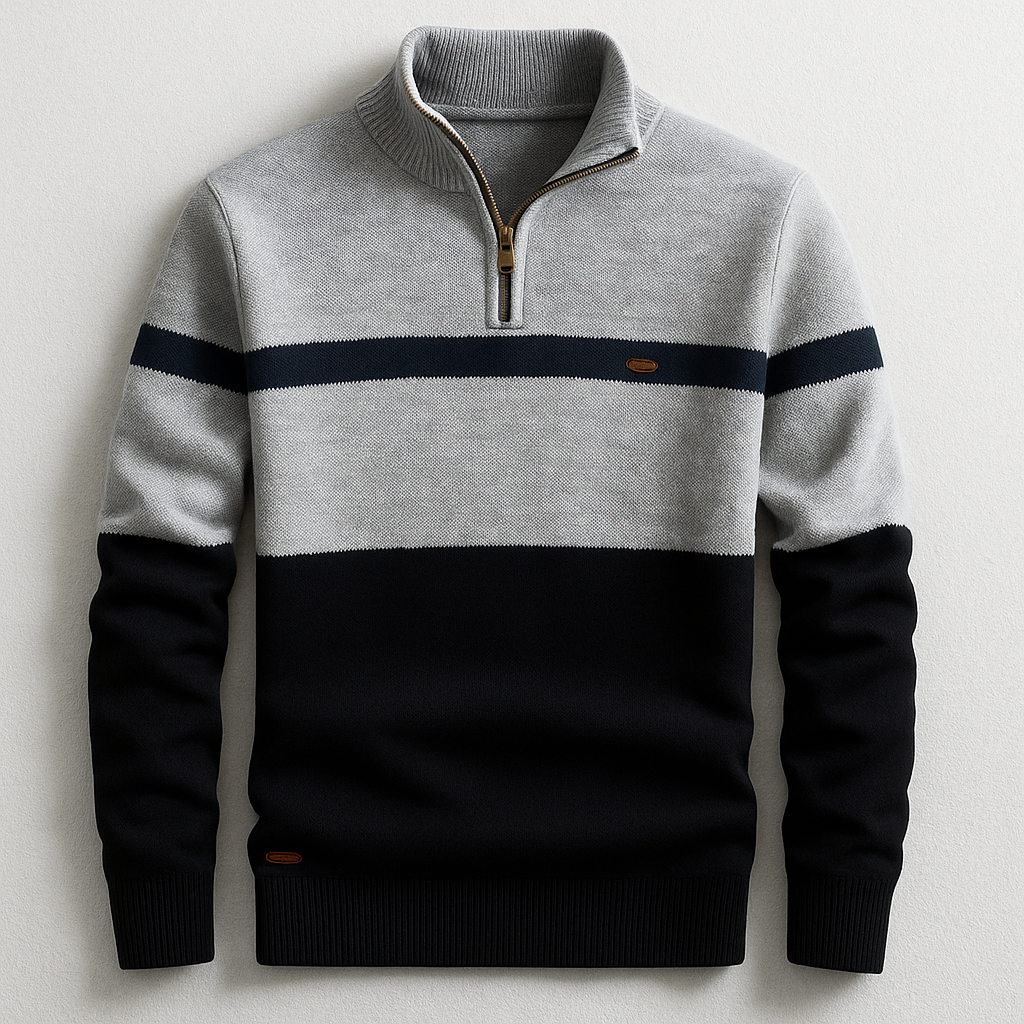 Jersey hombre con cremallera media tejido ligero – estilo moderno versátil