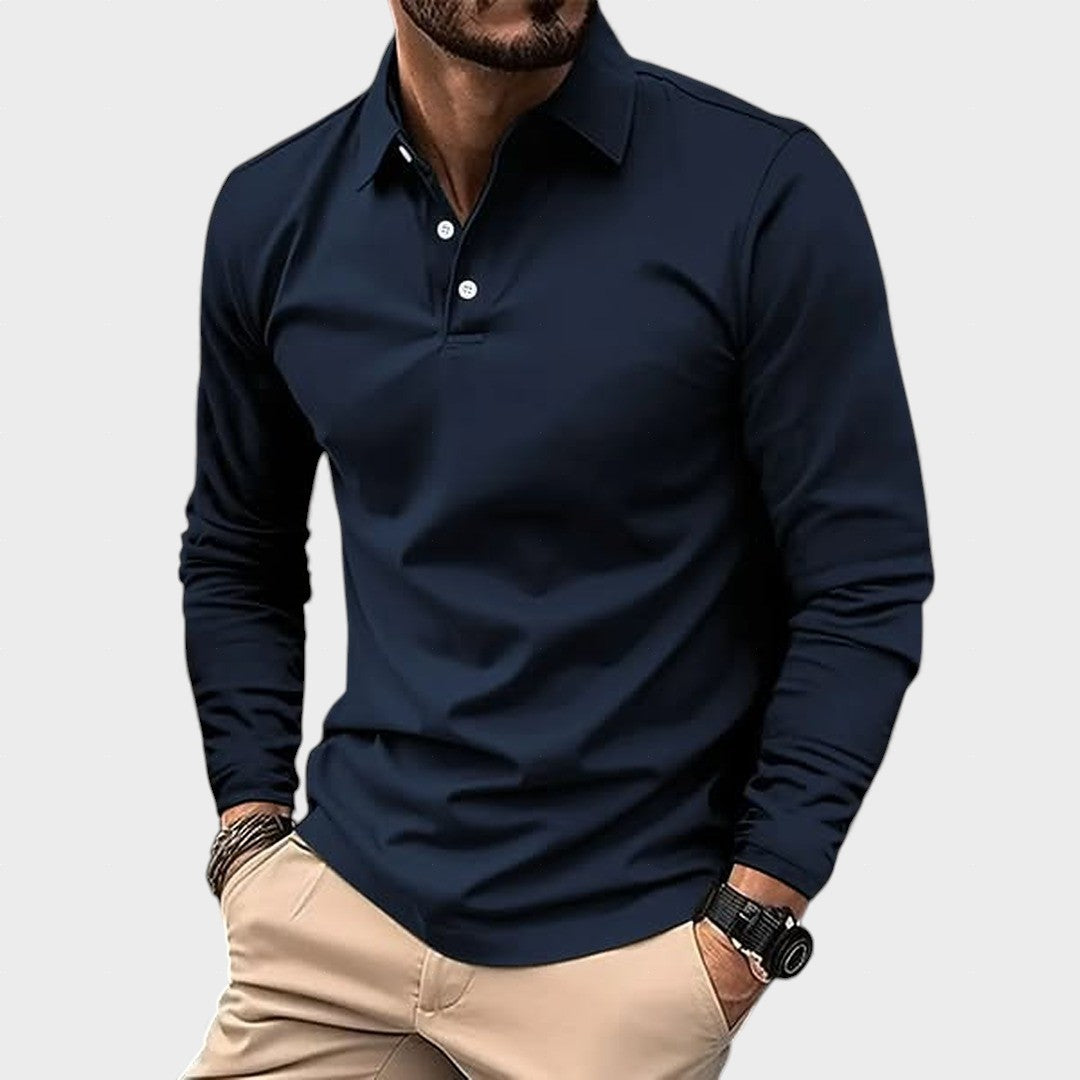 Polo hombre manga larga blanco – estilo casual elegante cómodo diario