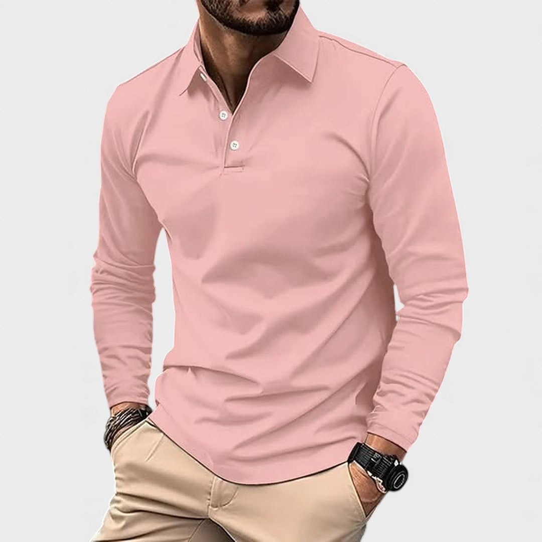 Polo hombre manga larga blanco – estilo casual elegante cómodo diario