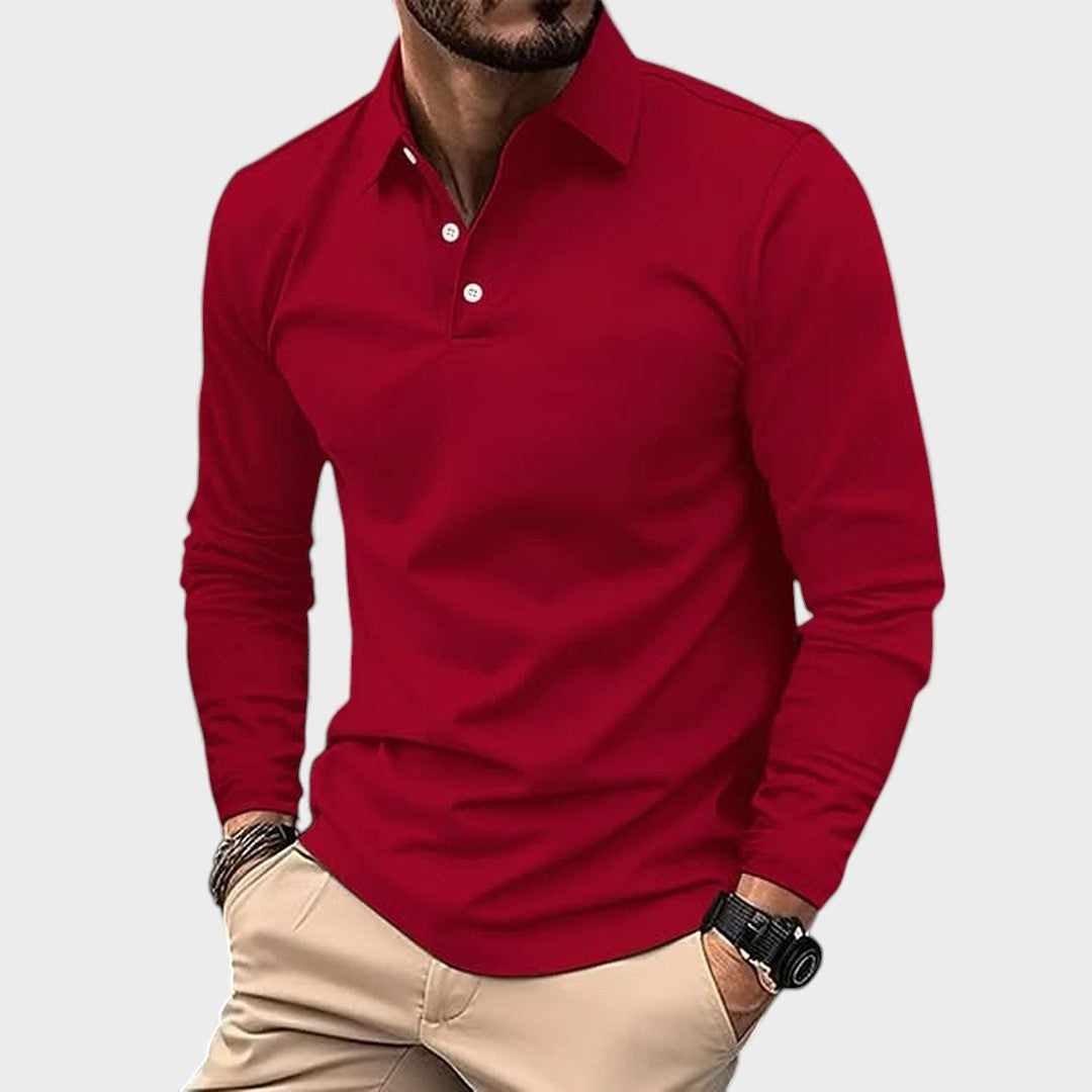 Polo hombre manga larga blanco – estilo casual elegante cómodo diario