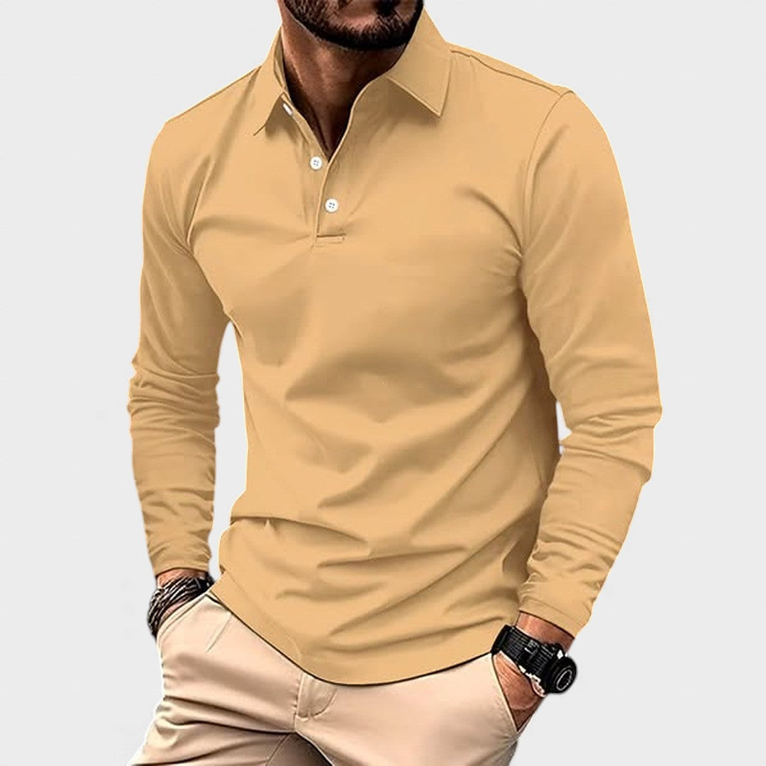 Polo hombre manga larga blanco – estilo casual elegante cómodo diario