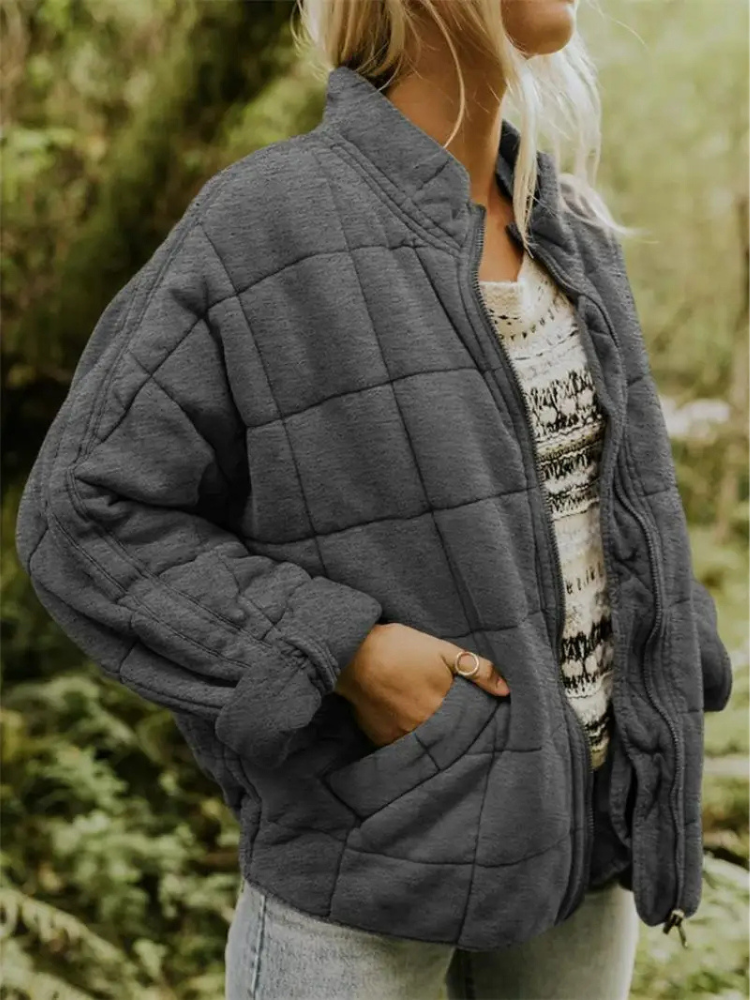Chaqueta acolchada para mujer con cremallera y bolsillos laterales