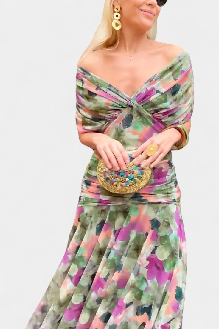 Vestido Largo Mujer Elegante Fluido – Escote V y Diseño Sofisticado