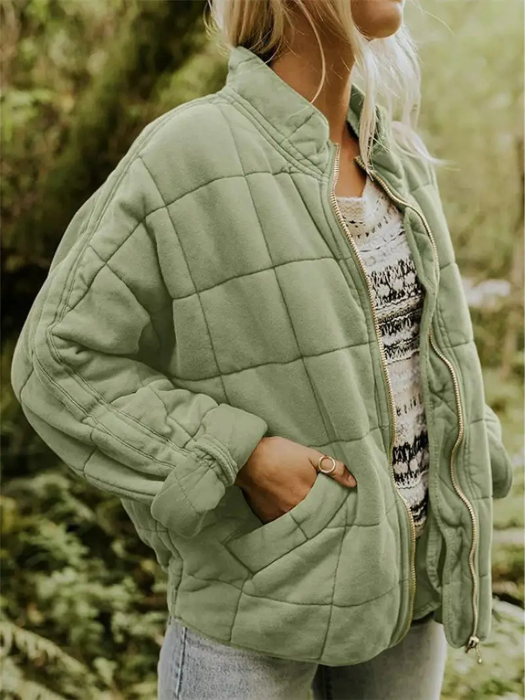 Chaqueta acolchada para mujer con cremallera y bolsillos laterales