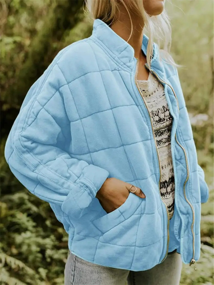 Chaqueta acolchada para mujer con cremallera y bolsillos laterales
