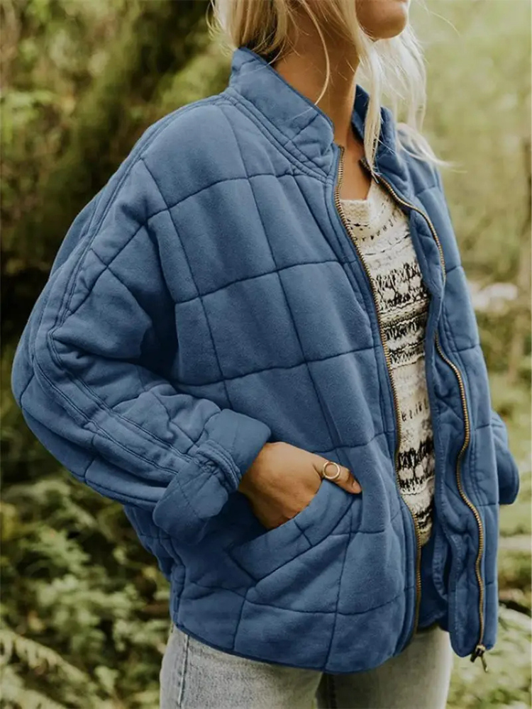 Chaqueta acolchada para mujer con cremallera y bolsillos laterales