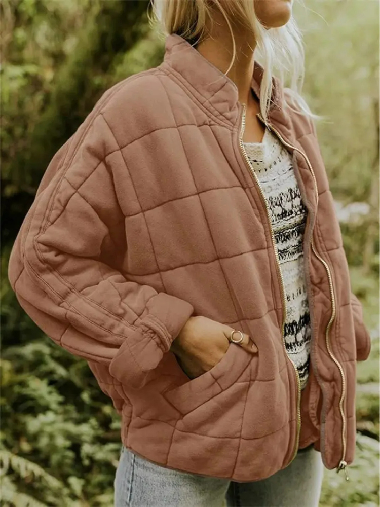 Chaqueta acolchada para mujer con cremallera y bolsillos laterales