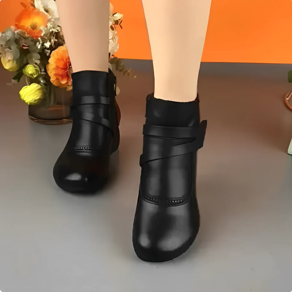 Botines Mujer Cómodos Con Hebilla Y Tacón Bajo – Estilo Casual Para Uso Diario