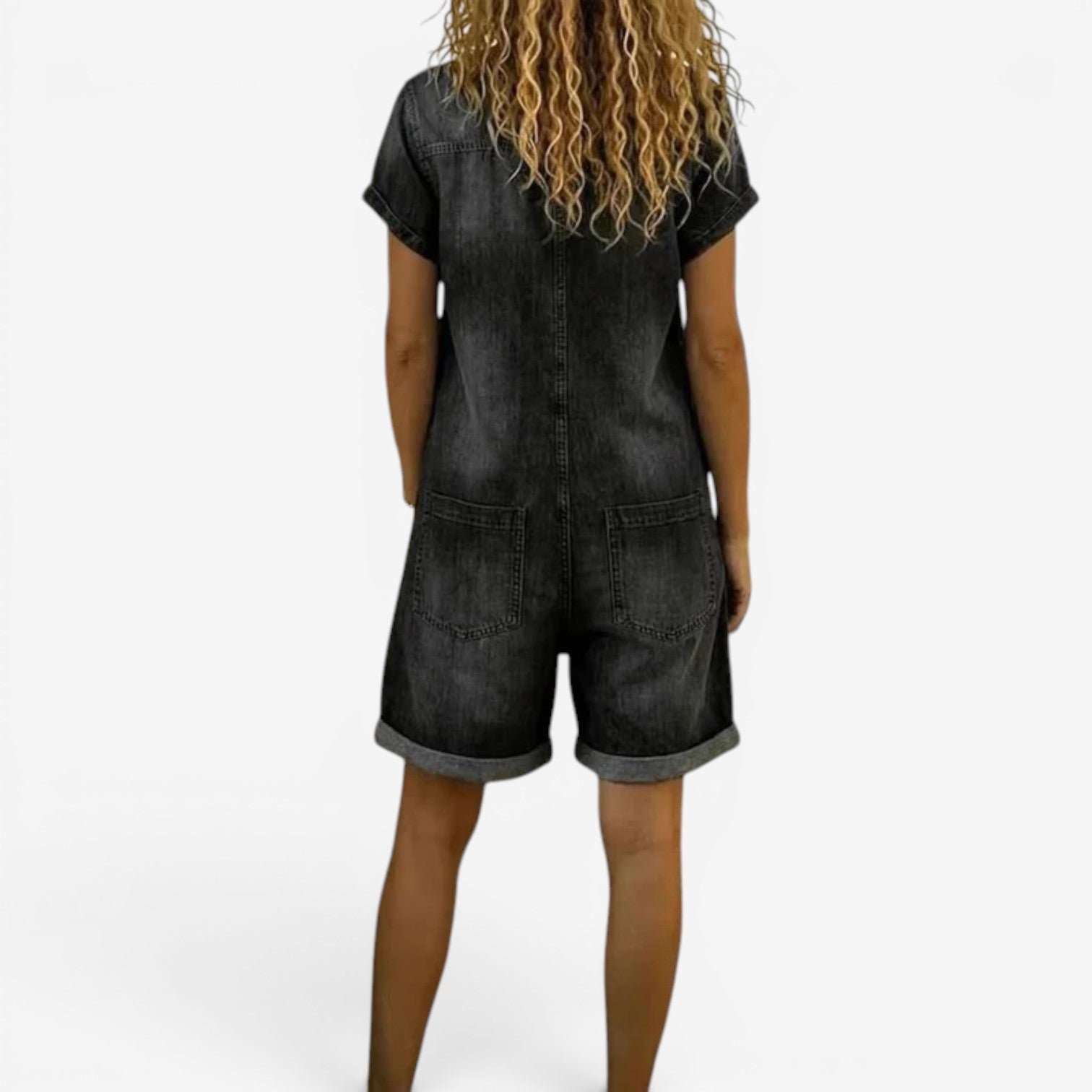 Mono Corto Denim Mujer Casual – Botones y Bolsillos Verano