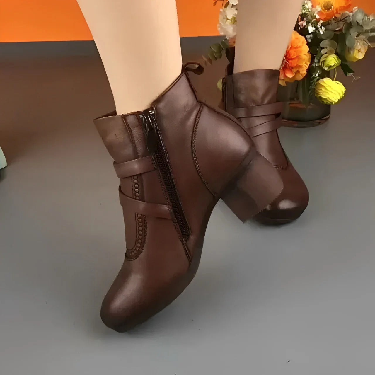 Botines Mujer Cómodos Con Hebilla Y Tacón Bajo – Estilo Casual Para Uso Diario