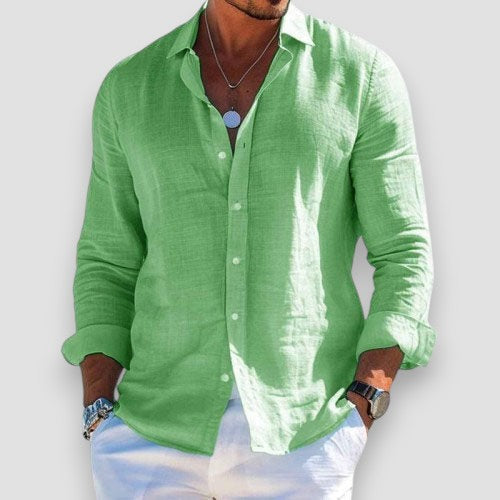 Camisa hombre ligera de algodón y poliéster para verano