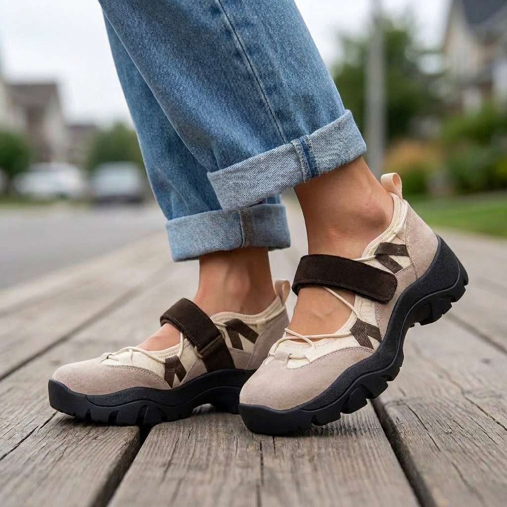 Mocasines planos mujer de lona con tira ajustable