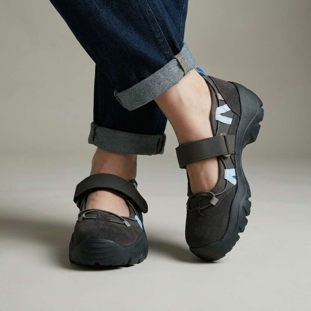 Mocasines planos mujer de lona con tira ajustable