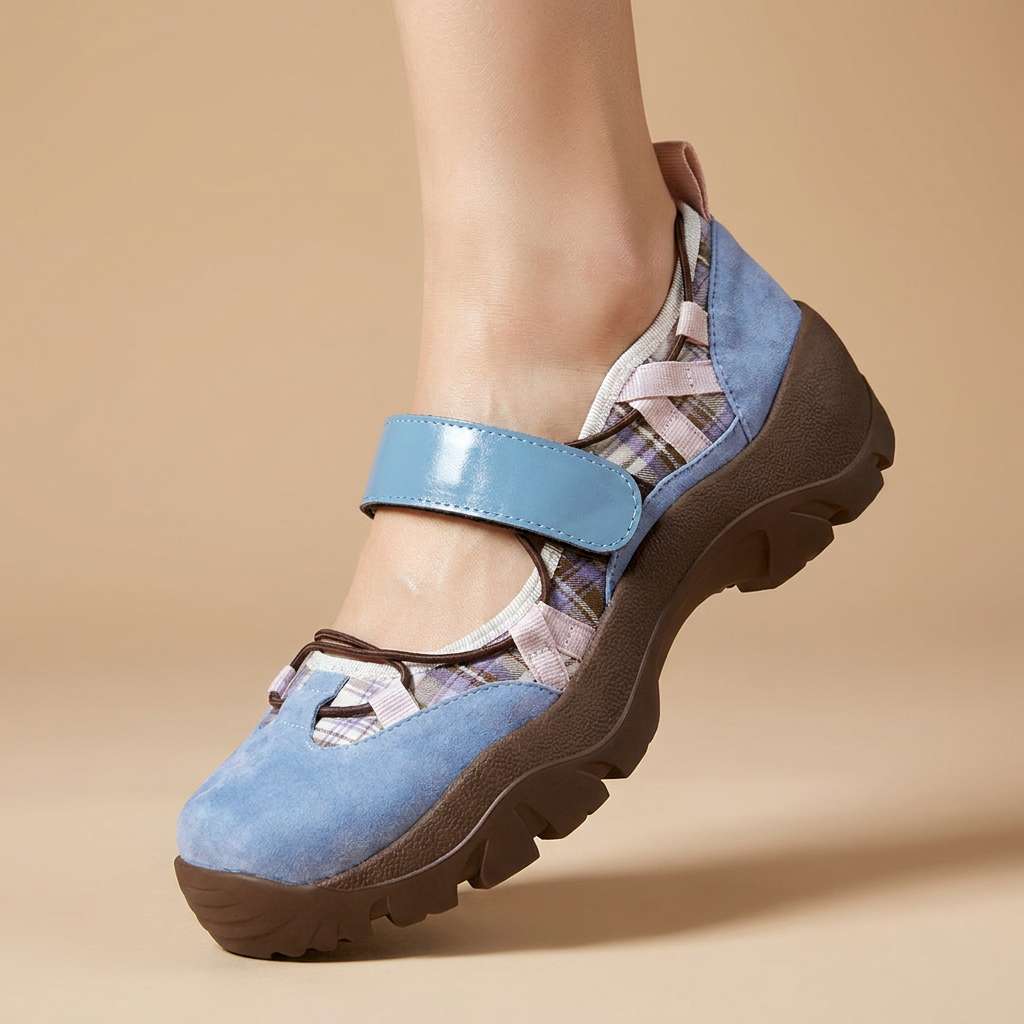 Mocasines planos mujer de lona con tira ajustable
