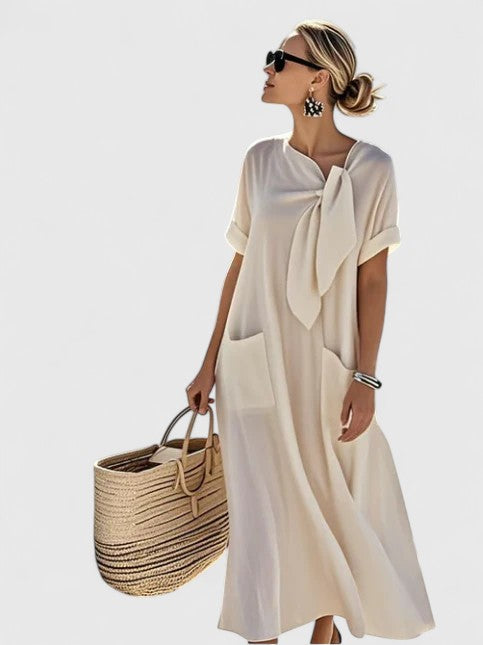 Vestido Maxi Mujer Con Lazo – Diseño Elegante Fluido y Sofisticado