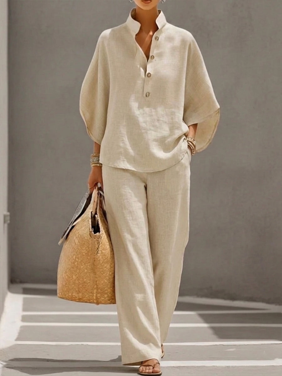 Conjunto Mujer Algodón y Lino Fluido – Estilo Elegante y Natural