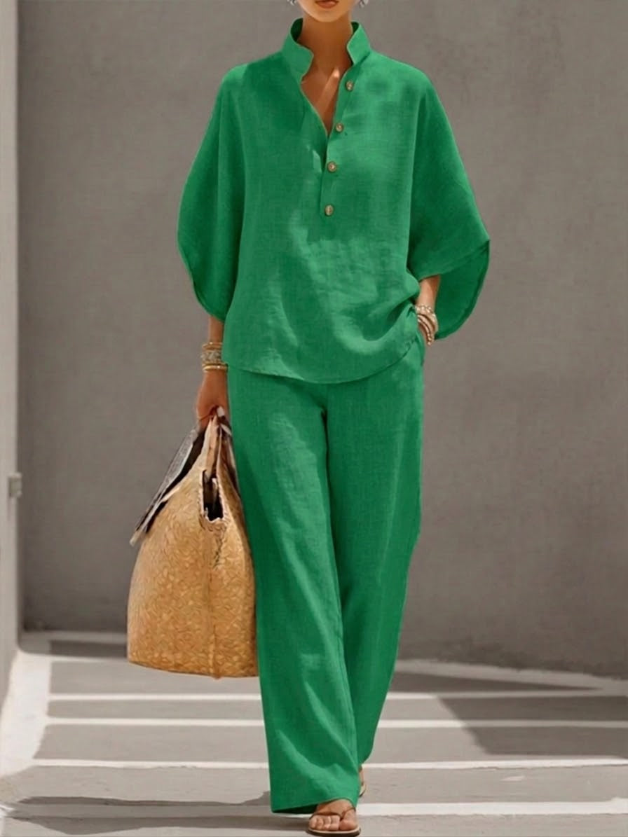 Conjunto Mujer Algodón y Lino Fluido – Estilo Elegante y Natural
