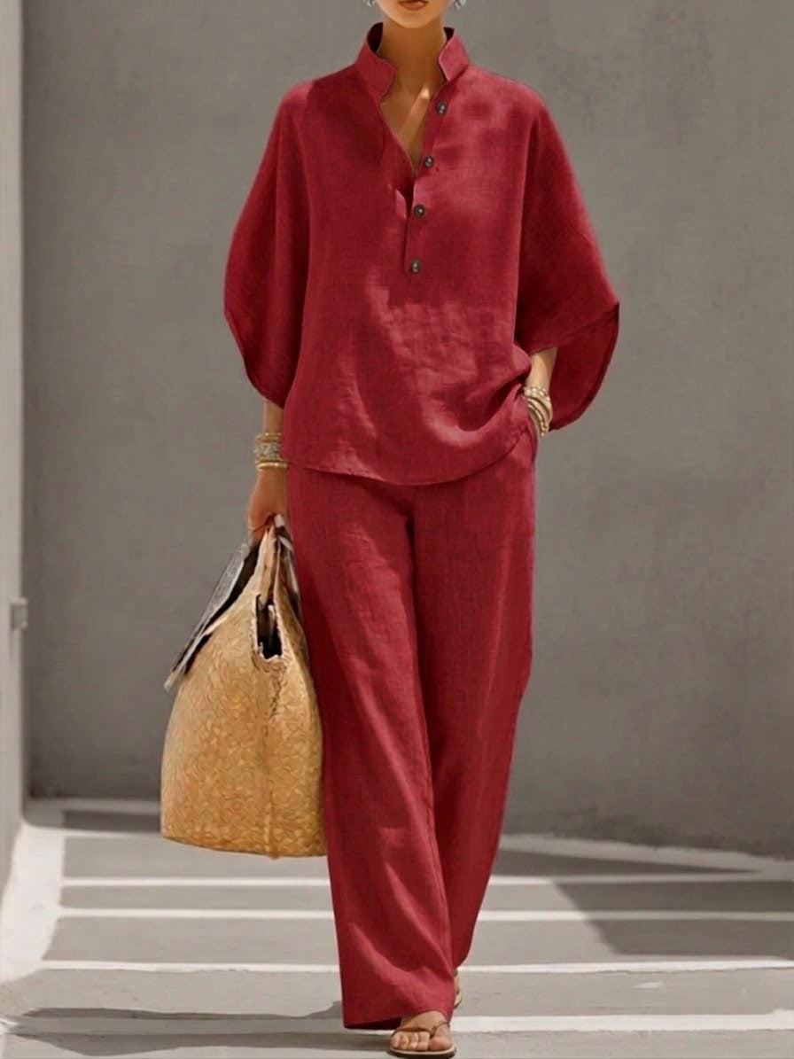 Conjunto Mujer Algodón y Lino Fluido – Estilo Elegante y Natural