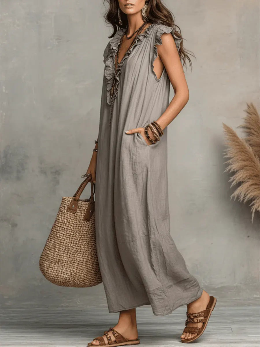 Vestido Largo Mujer Lino Algodón Bohemio – Estilo Natural y Elegante