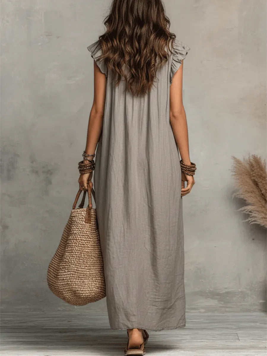 Vestido Largo Mujer Lino Algodón Bohemio – Estilo Natural y Elegante