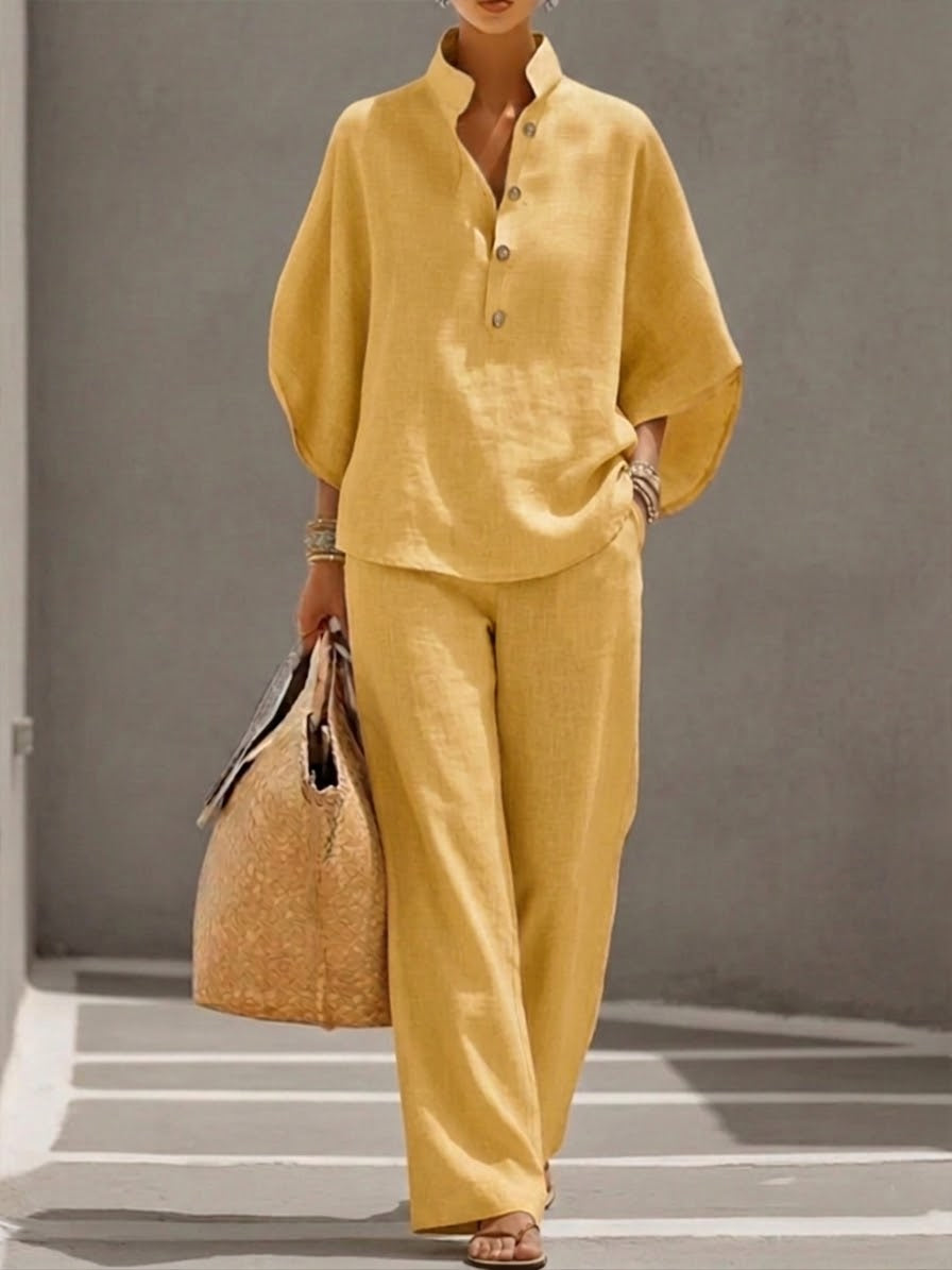 Conjunto Mujer Algodón y Lino Fluido – Estilo Elegante y Natural