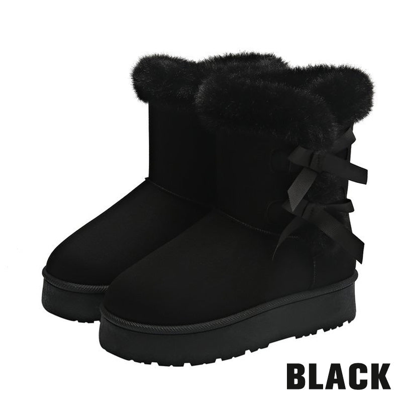 Botas de invierno para mujer con plataforma y lazos decorativos