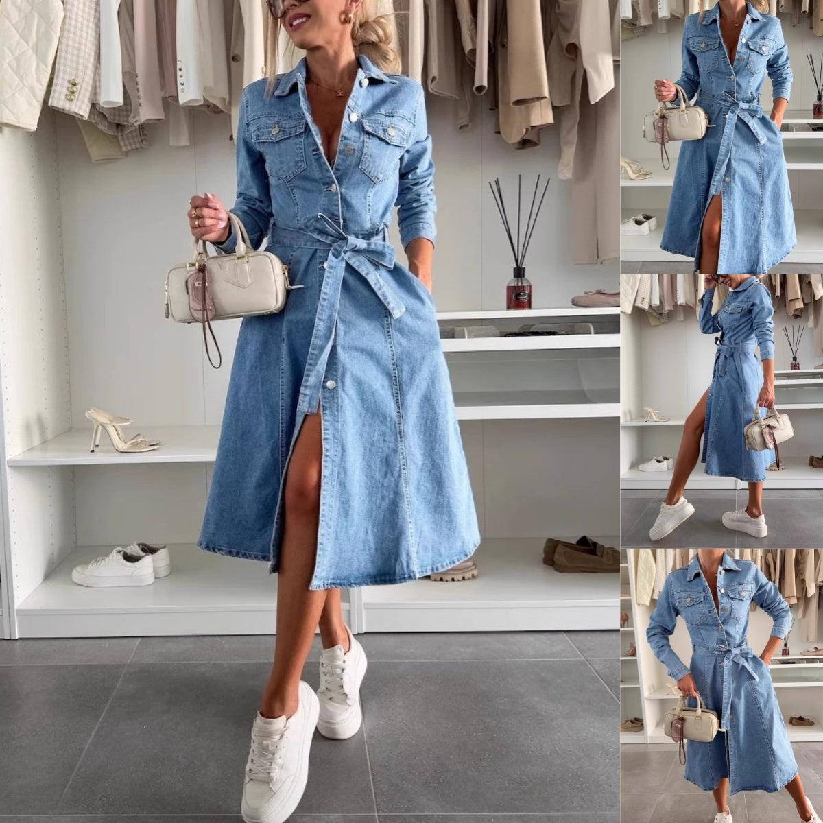 Vestido Denim Mujer Camisero – Estilo Elegante y Ajuste Moderno