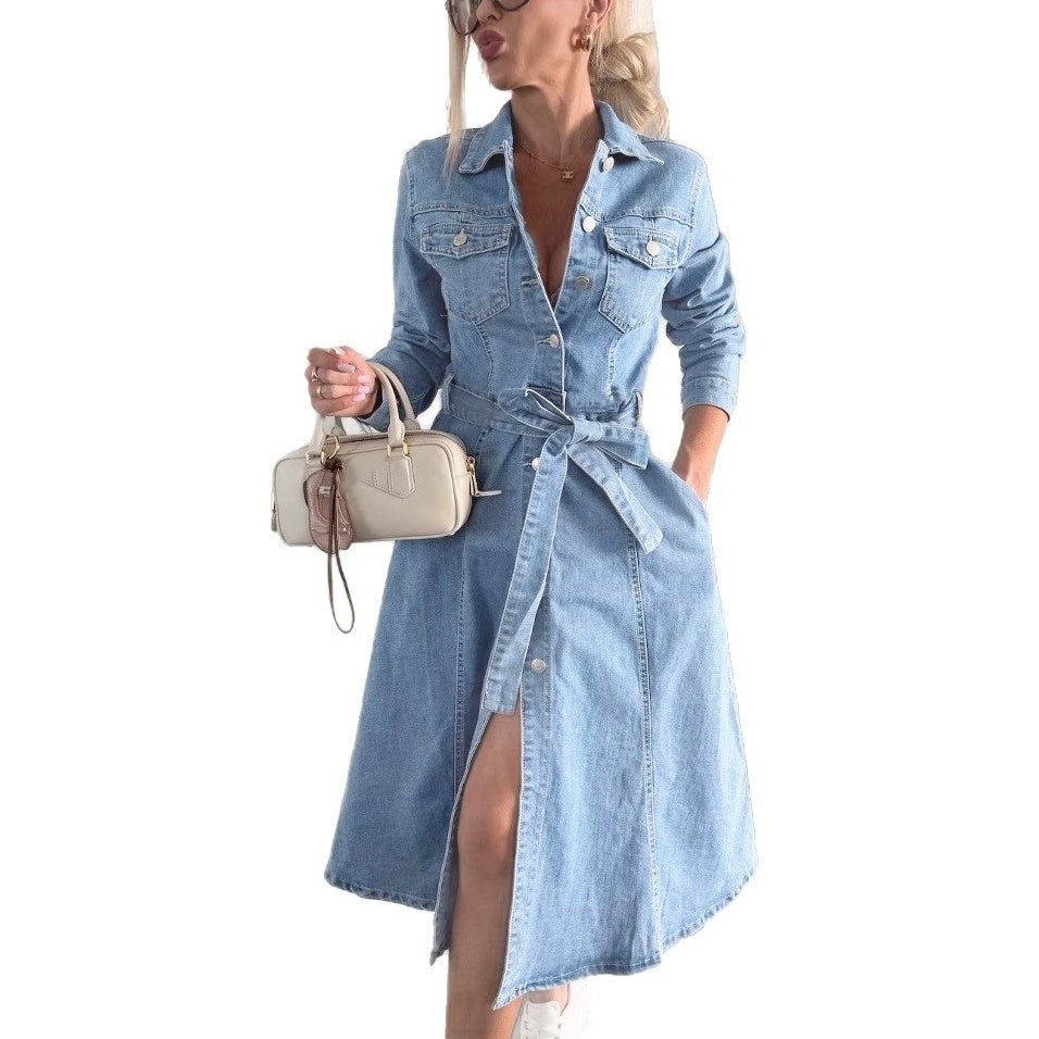 Vestido Denim Mujer Camisero – Estilo Elegante y Ajuste Moderno