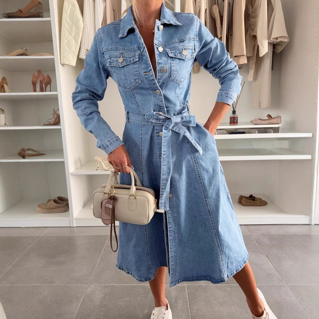 Vestido Denim Mujer Camisero – Estilo Elegante y Ajuste Moderno