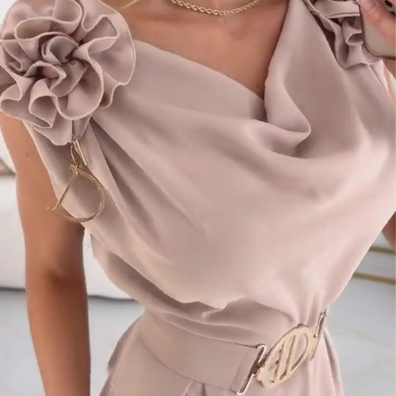 Mono poliéster sin mangas con flores 3D para eventos elegantes