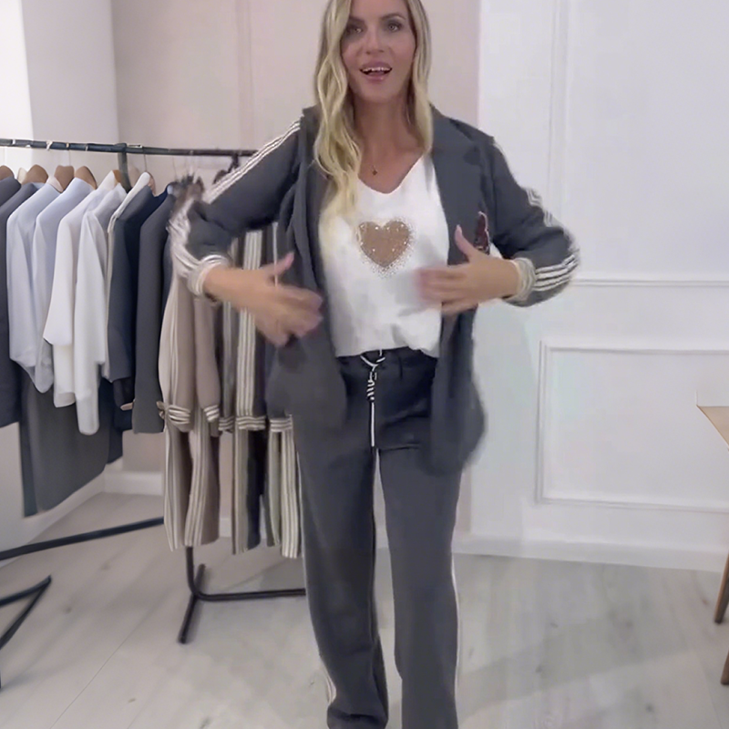 Conjunto de dos piezas mujer con blazer y pantalón ancho