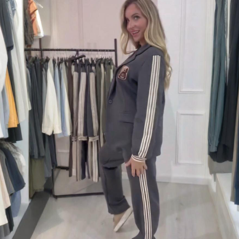 Conjunto de dos piezas mujer con blazer y pantalón ancho