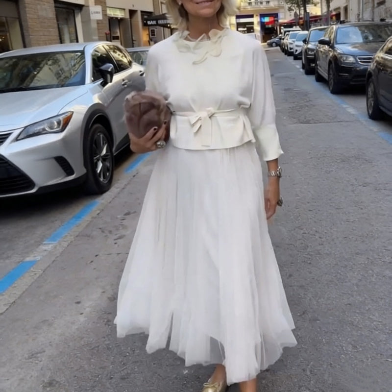 Conjunto mujer dos piezas con vestido largo fluido