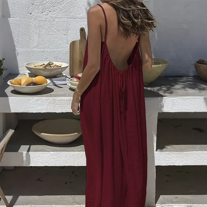 Vestido maxi mujer con tirantes finos y espalda descubierta