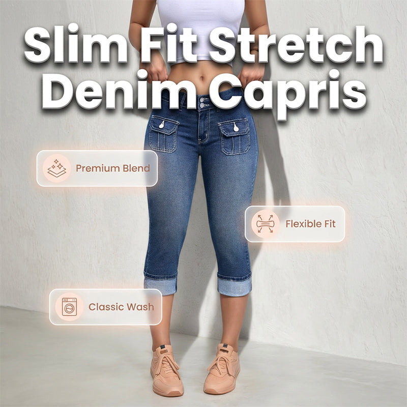 Pantalones Capri Denim Mujer Ajustados – Estilo Cómodo y Moldeador